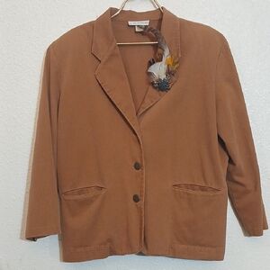 Make Offer!  Brown Women's Blazer with Feather Detail M